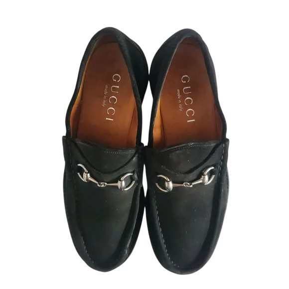 GUCCI 016343 Sylke Black Suede Horsebit Chunky Lug Sole Slip-On Loafers Men's 8½ - Picture 4 of 14
